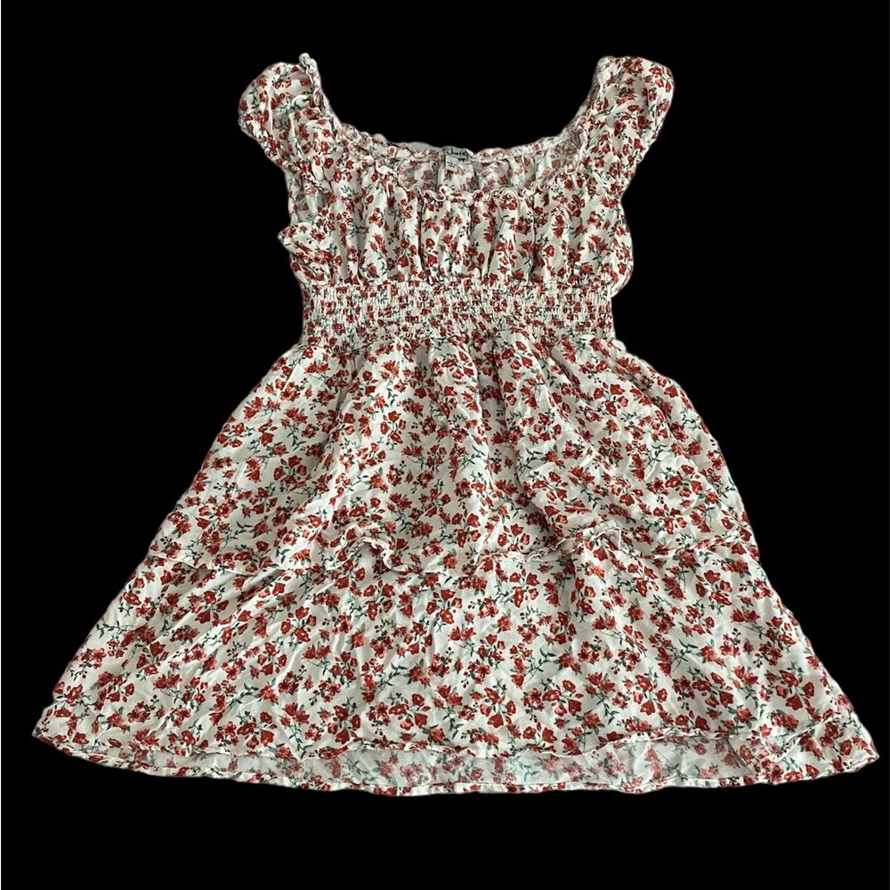 J FOR JUSTIFY | white sleeveless cottage core dress with red flowers. Size L.
